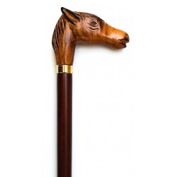 Bastón caballo tallado en madera de haya vista de perfil